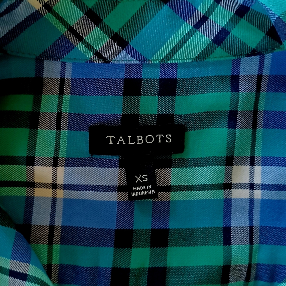 TALBOTS Green Plaid Shirt, size XS - Picture 9 of 12